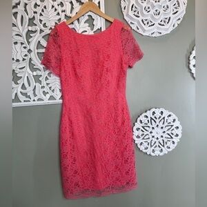 Eliza J Lace Sheath Dress NWT Coral Pink Full Zip 10